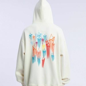 youthful star embroidery hoodie with graffiti edge 1652