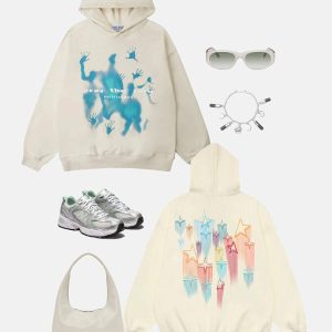 youthful star embroidery hoodie with graffiti edge 4365