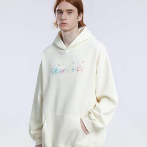 youthful star embroidery hoodie with graffiti edge 6764
