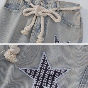 youthful star embroidery jeans   chic y2k streetwear staple 1748