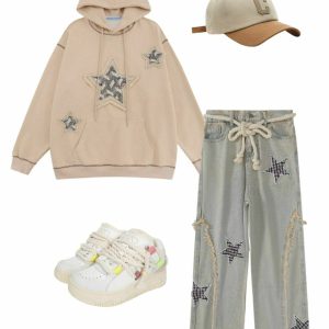 youthful star embroidery jeans   chic y2k streetwear staple 8520