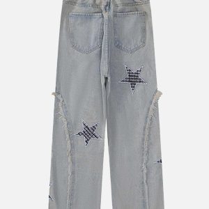 youthful star embroidery jeans   chic y2k streetwear staple 8548