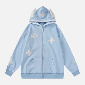 youthful star flocking hoodie   chic urban streetwear 1702