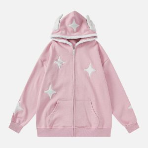 youthful star flocking hoodie   chic urban streetwear 5810