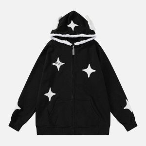 youthful star flocking hoodie   chic urban streetwear 5990