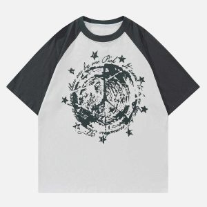 youthful star gothic letter tee dynamic print design 8768