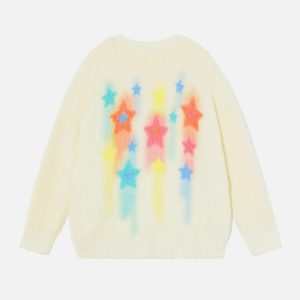 youthful star graffiti sweater   urban chic & trendy appeal 3087