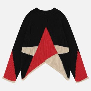 youthful star hem sweater   chic & trending design 1455