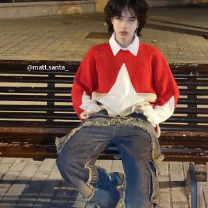 youthful star hem sweater   chic & trending design 7678