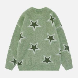 youthful star jacquard mohair sweater soft & trendy 7882