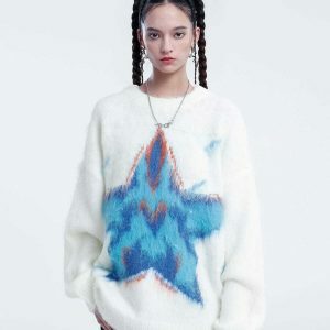 youthful star jacquard sweater   wool blend & urban chic 5203