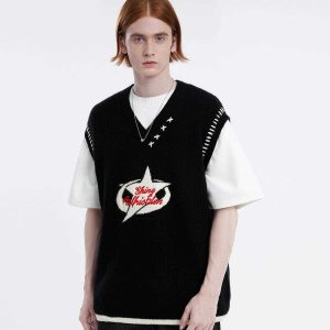 youthful star jacquard vest   chic & trendy streetwear 2561