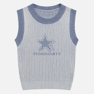 youthful star knit vest   chic & trendy y2k aesthetic 2548