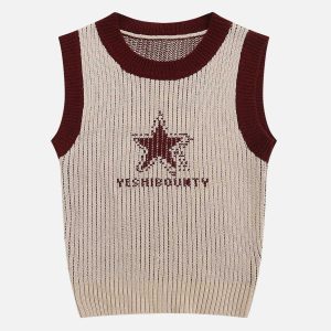 youthful star knit vest   chic & trendy y2k aesthetic 6504