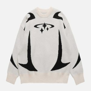 youthful star pattern sweater   chic & vibrant comfort 3554