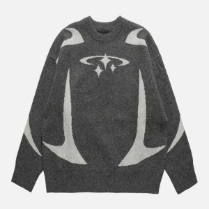 youthful star pattern sweater   chic & vibrant comfort 6847