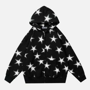 youthful star print hoodie   trendy & urban streetwear 3236