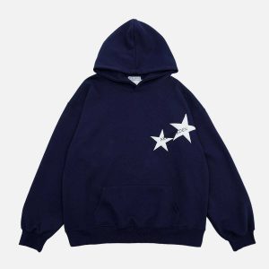 youthful star print hoodie with vibrant contrast design 1679