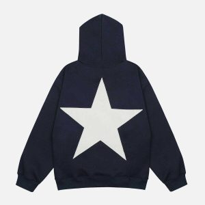youthful star print hoodie with vibrant contrast design 7491