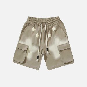 youthful star print shorts with multiple pockets   urban chic 3625