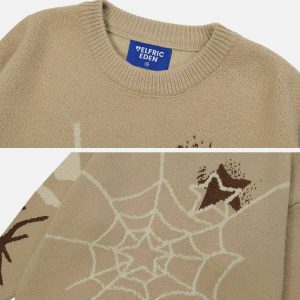 youthful star spider web sweater   trendy urban appeal 3257