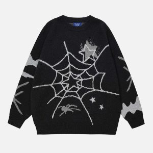 youthful star spider web sweater   trendy urban appeal 5875