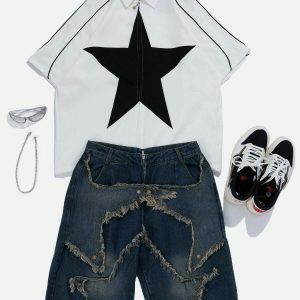 youthful star splicing shirts   chic & trendy streetwear 4504