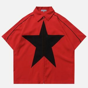 youthful star splicing shirts   chic & trendy streetwear 8914