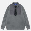 youthful star tie sweater   chic & trendy streetwear 7411