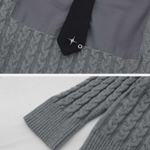 youthful star tie sweater   chic & trendy streetwear 8738