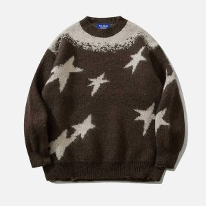 youthful star wool blend sweater   chic & cozy fashion 8503