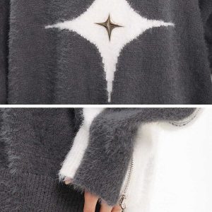 youthful star zip up sweater dynamic & trending design 6810