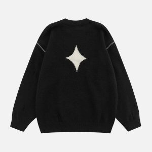 youthful star zip hole sweater   edgy urban streetwear 1424