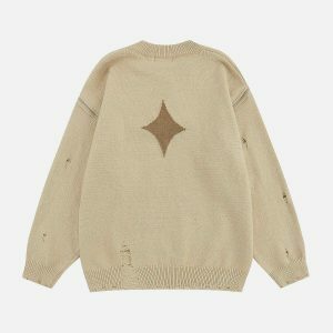 youthful star zip hole sweater   edgy urban streetwear 3843