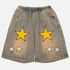 youthful stars & letter print shorts   streetwear icon 4174