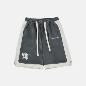 youthful stereoscopic star shorts suede streetwear chic 3741
