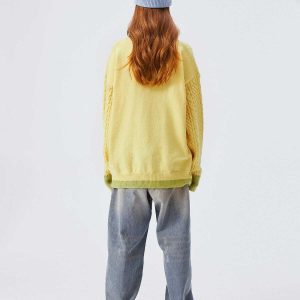 youthful stitched color rabbit sweater   quirky & fun 6944
