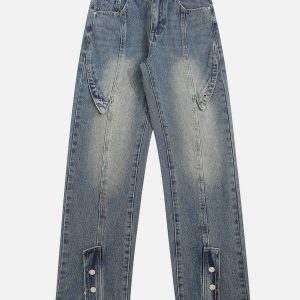 youthful straight jeans with button foot detail   chic fit 8501