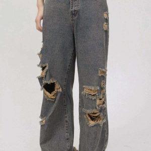 youthful straight ripped jeans casual & trendy look 3617