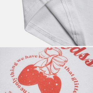 youthful strawberry print tee   chic & trendy streetwear 2441