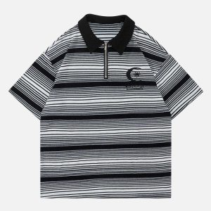 youthful stripe embroidered polo tee   chic & dynamic 7371