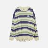 youthful striped sweater with edgy hole detail 1681