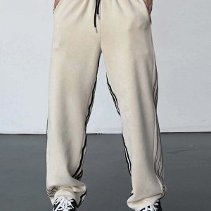 youthful striped sweatpants high waist & urban appeal 4916