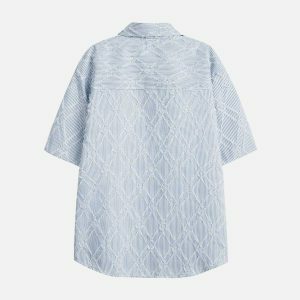 youthful stripes & tassels shirt   chic short sleeve design 8768