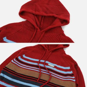 youthful stripes knit hoodie   chic & urban comfort 7584