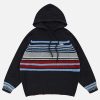 youthful stripes knit hoodie   chic & urban comfort 8998