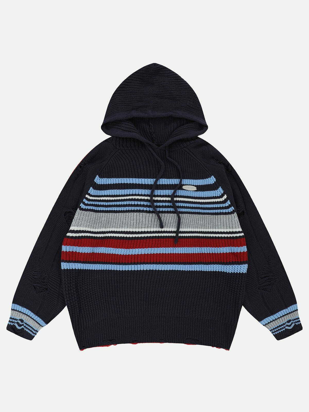 youthful stripes knit hoodie   chic & urban comfort 8998