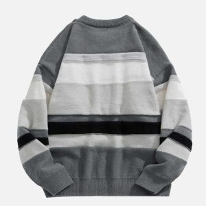youthful stripes splicing sweater   chic urban appeal 5044