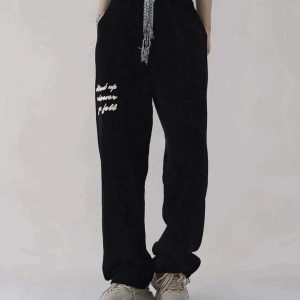 youthful suede letter sweatpants   streetwear icon 1224