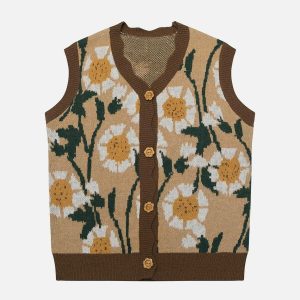 youthful sunflower vest sweater   chic & vibrant style 2143